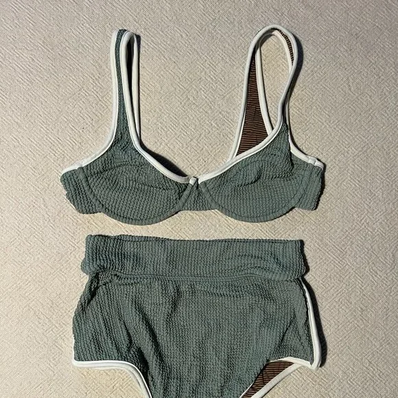 Acacia Swimwear, High waist, Bikini, Pretty Green Color, Worn only ONCE